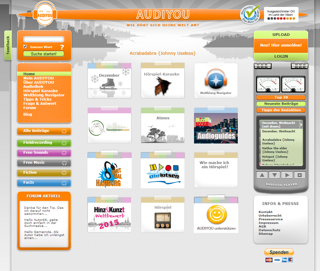 Startseite von www.audiyou.de