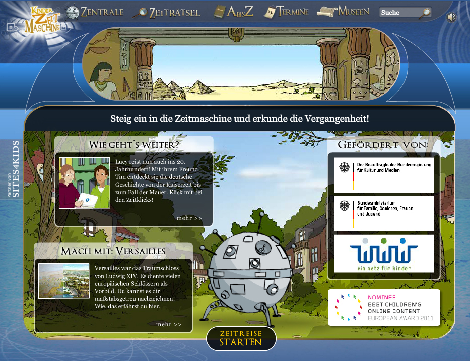 Startseite von www.kinderzeitmaschine.de